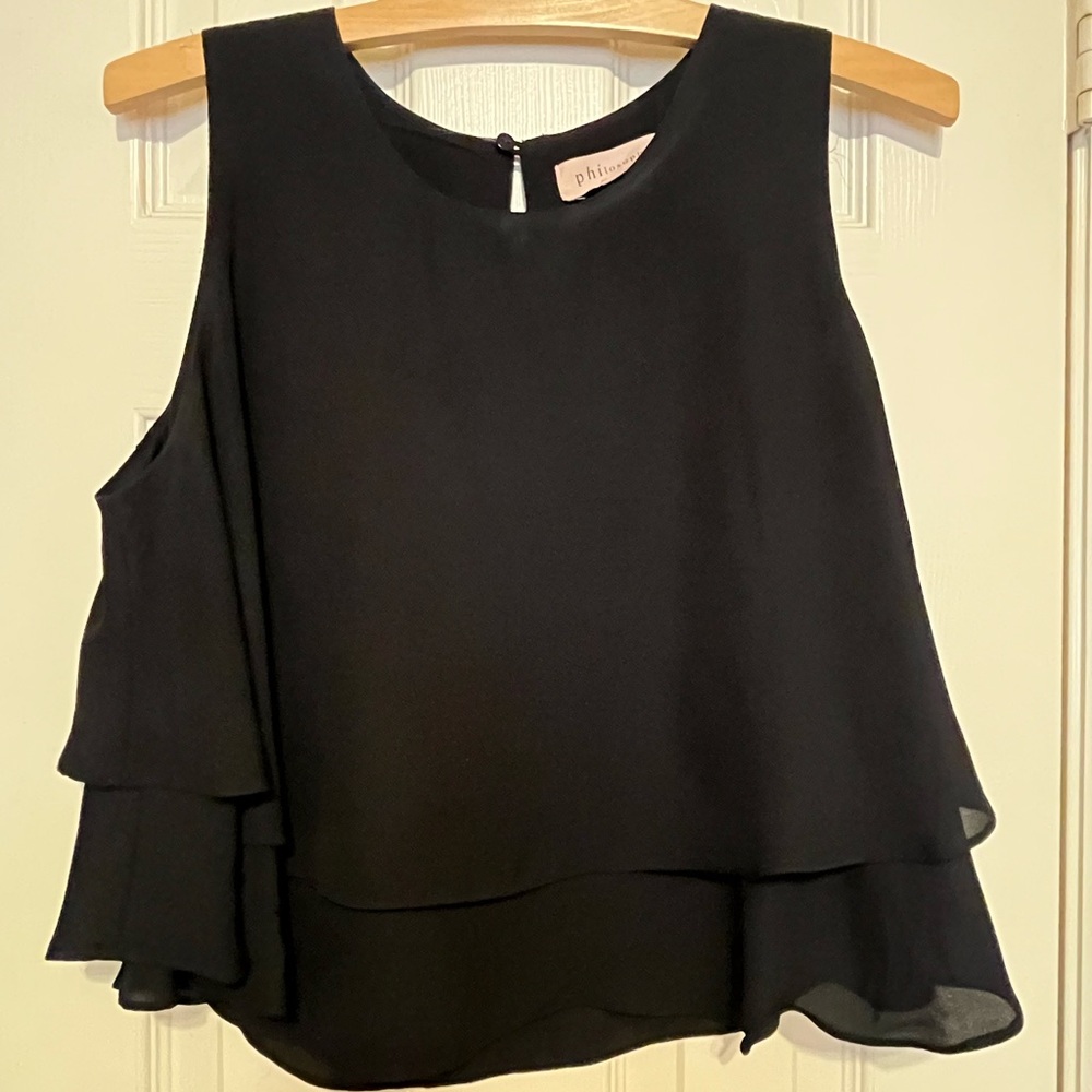 Cropped tiered chiffon blouse